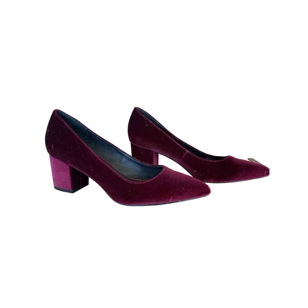 Steven By Steve Madden Purple Velvet Slip On Pointed Toe Block Heel Pump Size 8M